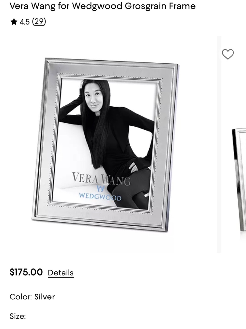 Vera Wang Silver Beaded Edge Picture Frame